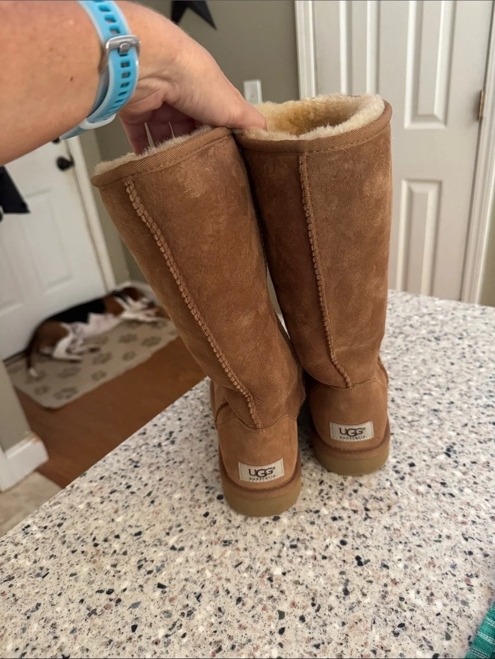 UGG Tall Suede Winter Boots in Chestnut Brown